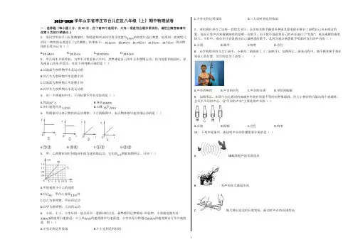 2019-2020学年山东省枣庄市台儿庄区八年级(上)期中物理试卷含解析