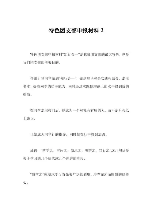 特色团支部申报材料2