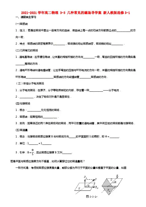 2021-2021学年高中物理 3-3 几种常见的磁场导学案 新人教版选修3-1 (2)(1)