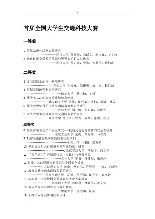 交通科技大赛历届参赛作品