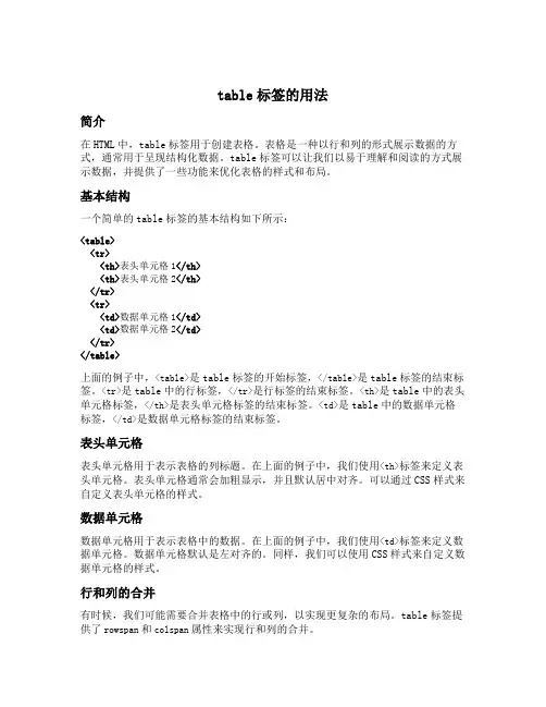 table标签的用法