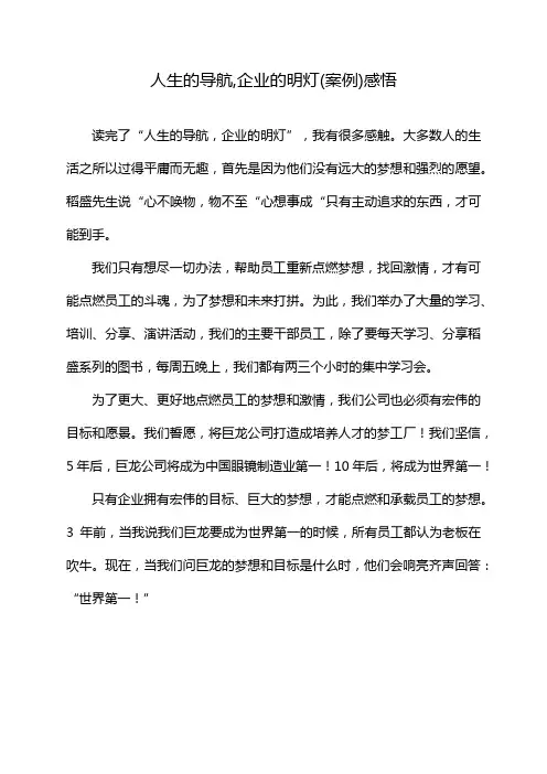 人生的导航,企业的明灯(案例)感悟