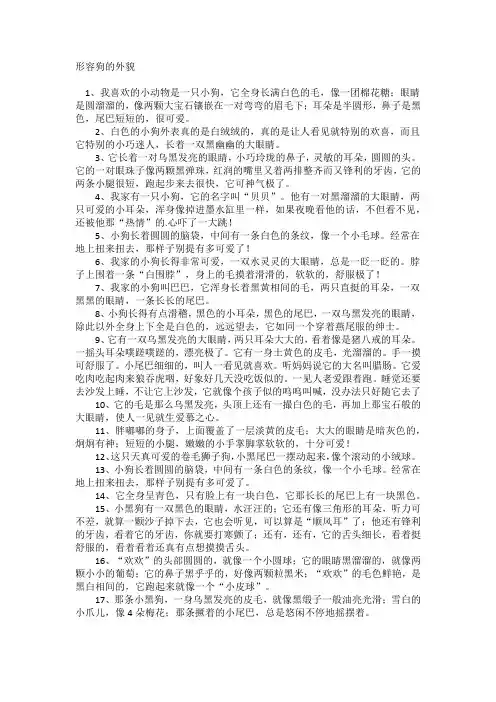 形容狗的外貌