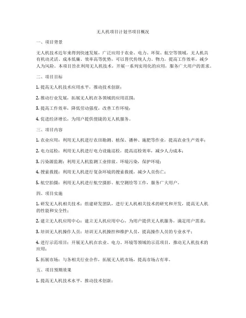 无人机项目计划书项目概况