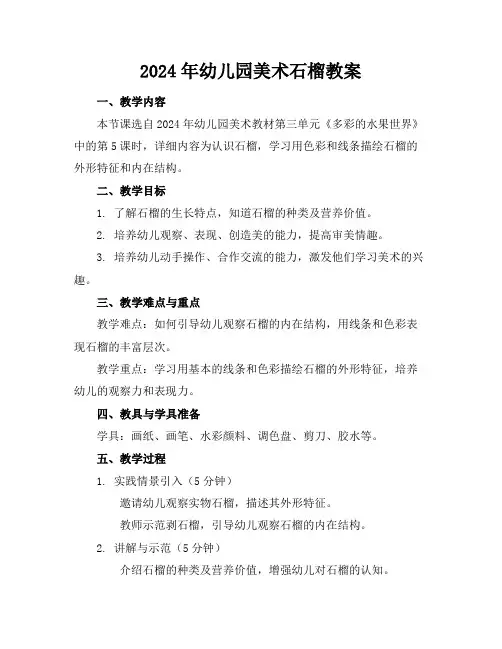 2024年幼儿园美术石榴教案