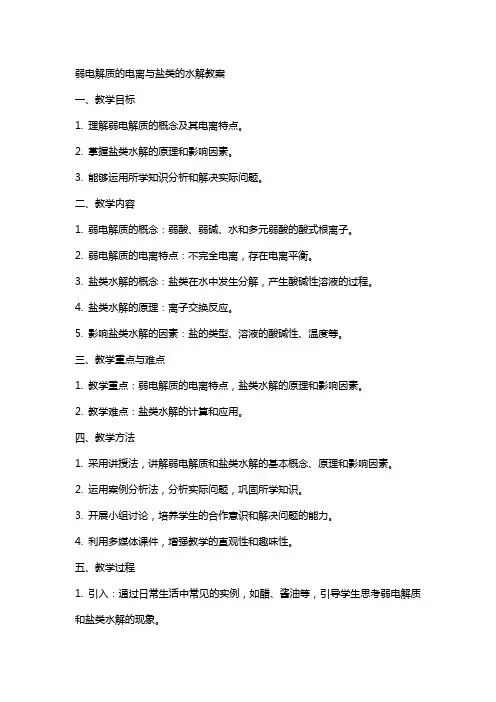弱电解质的电离盐类的水解教案