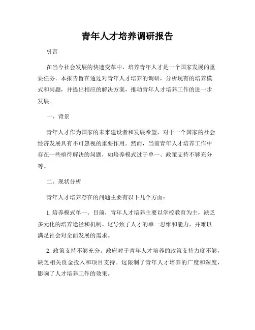 青年人才培养调研报告