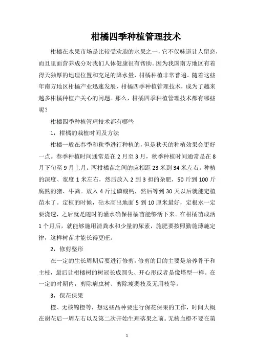 柑橘四季种植管理技术