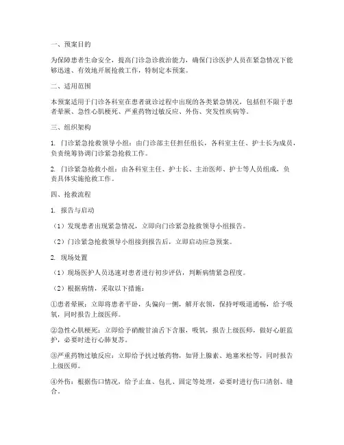 门诊紧急抢救预案
