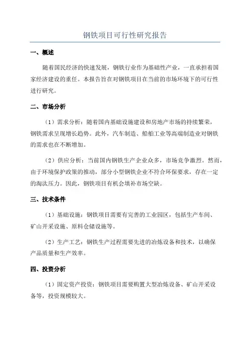钢铁项目可行性研究报告