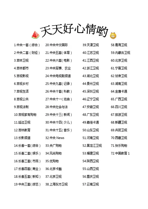 长春数字电视频道表 有线电视节目 数字台