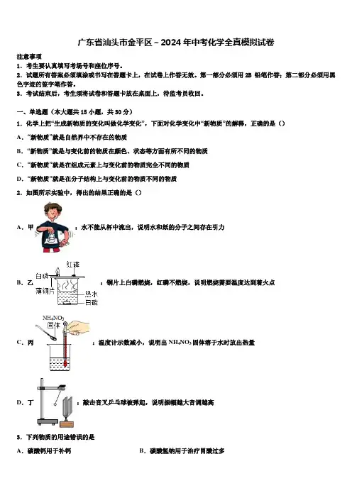 广东省汕头市金平区～2024年中考化学全真模拟试卷含解析