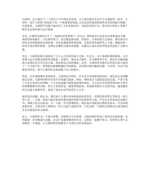 谈谈你对互联网的看法_
