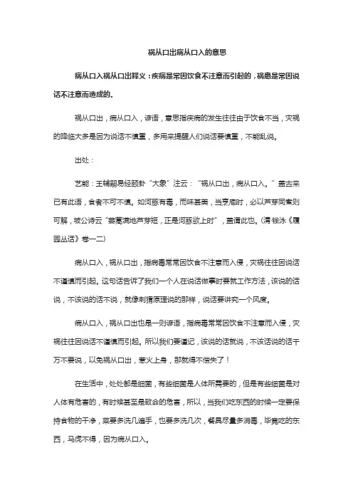祸从口出病从口入的意思