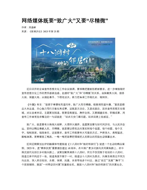 网络媒体既要“致广大”又要“尽精微”