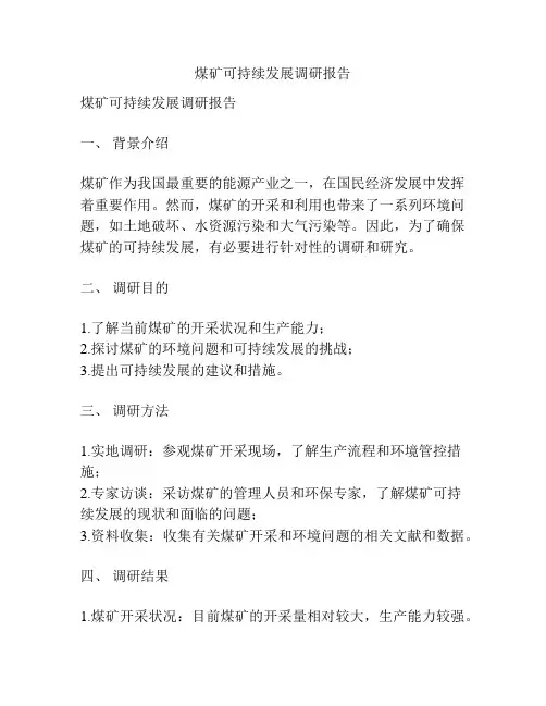 煤矿可持续发展调研报告