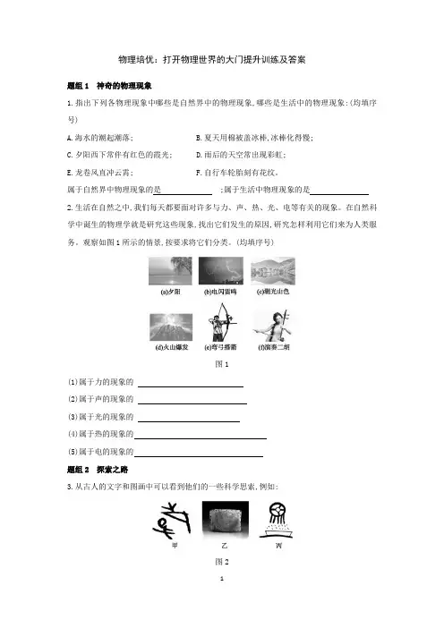 物理培优：打开物理世界的大门提升训练及答案