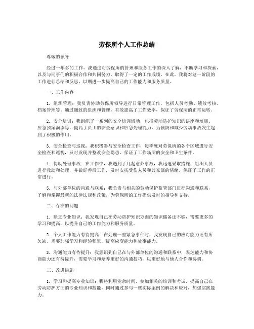 劳保所个人工作总结
