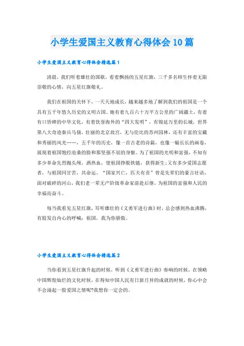 小学生爱国主义教育心得体会10篇