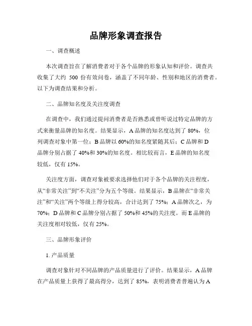 品牌形象调查报告