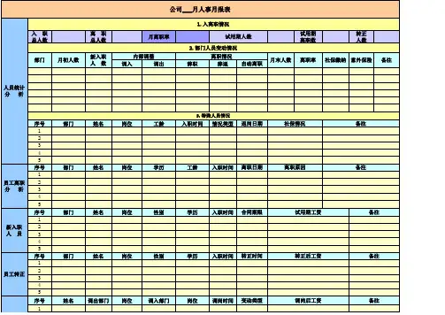 人事月报模板