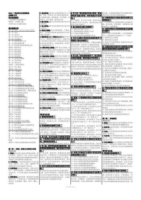 2020自考03312劳动和社会保障概论自考必考重点自考劳动和社会保障概论速成笔记