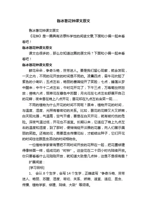 鲁冰著花钟课文原文