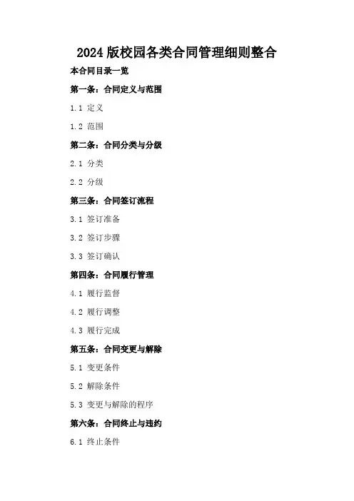 2024版校园各类合同管理细则整合