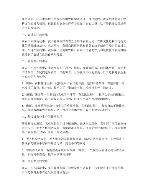 寒假农田实践心得体会