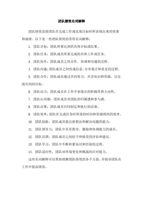 团队绩效名词解释