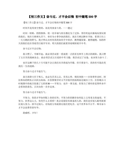 【初三作文】奋斗过,才不会后悔 初中随笔500字