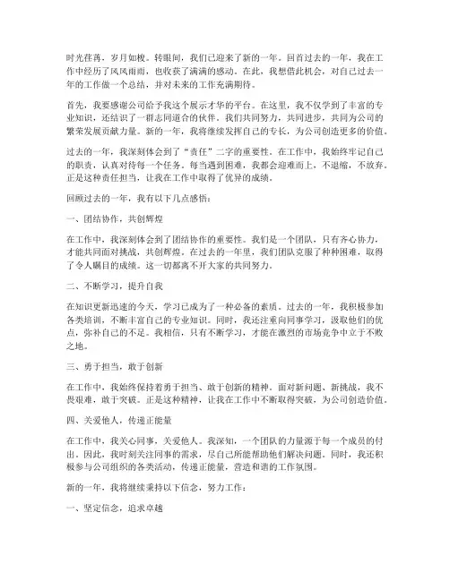 新年工作感言_真情流露
