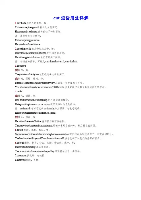 cut短语用法详解