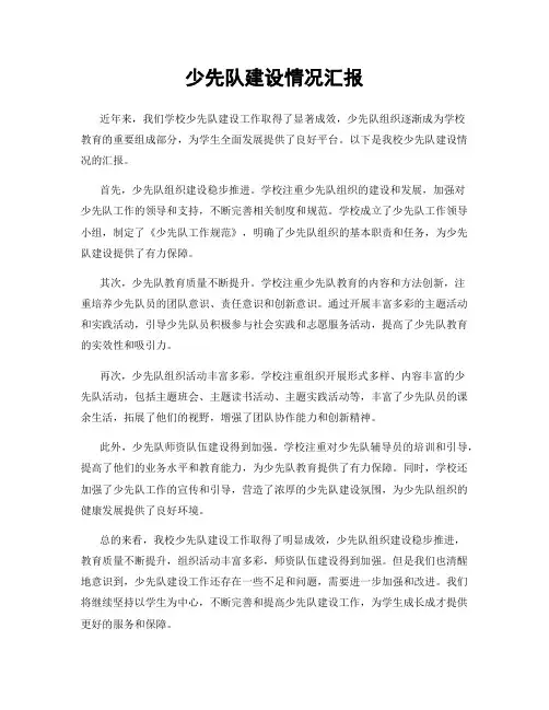 少先队建设情况汇报