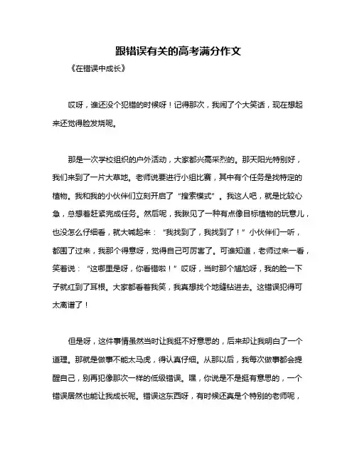 跟错误有关的高考满分作文