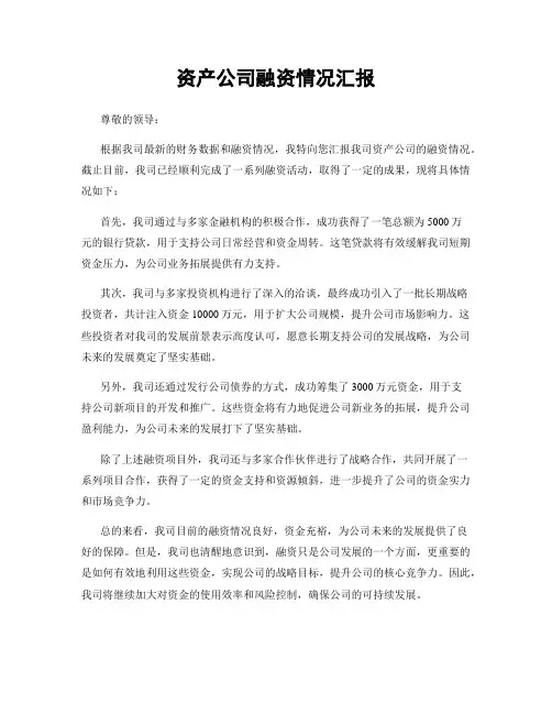 资产公司融资情况汇报