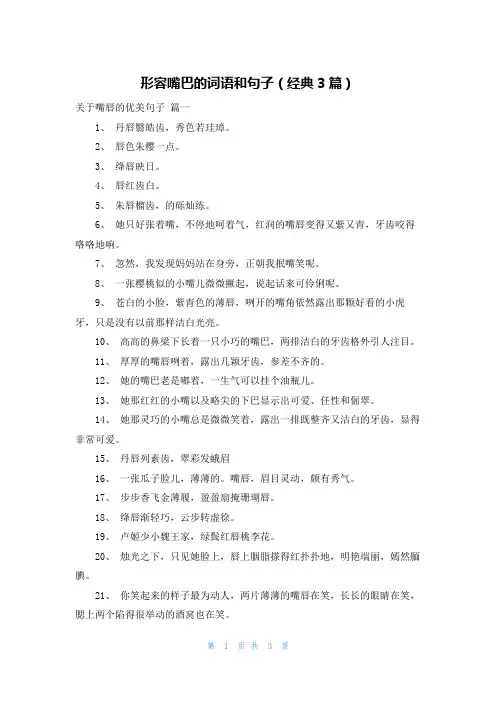 形容嘴巴的词语和句子(经典3篇)
