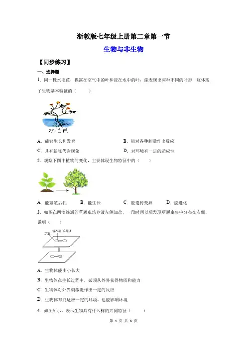 生物与非生物(练习)(原卷版)