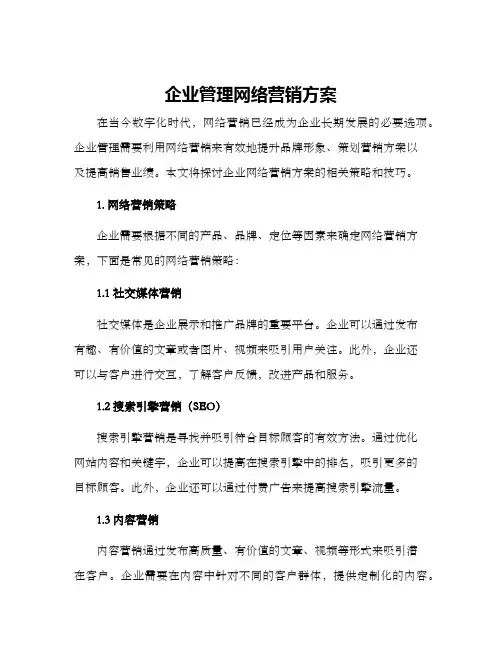 企业管理网络营销方案