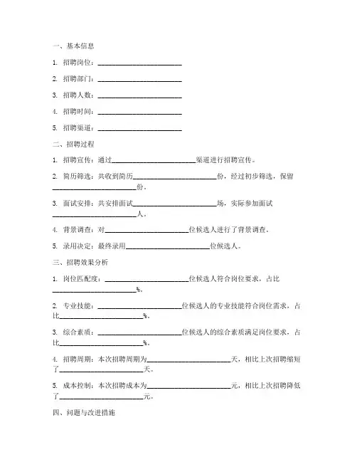招聘情况总结模板及范文