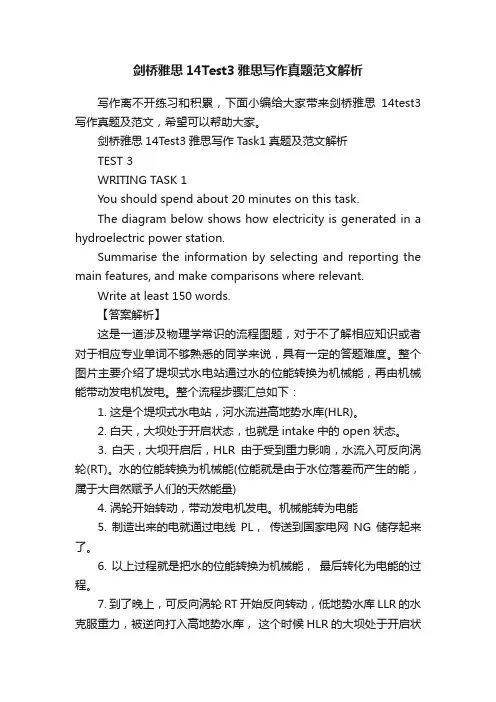 剑桥雅思14Test3雅思写作真题范文解析