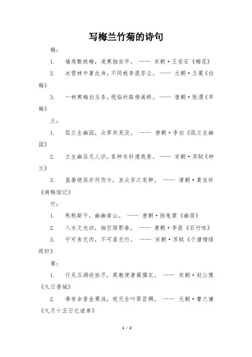 写梅兰竹菊的诗句