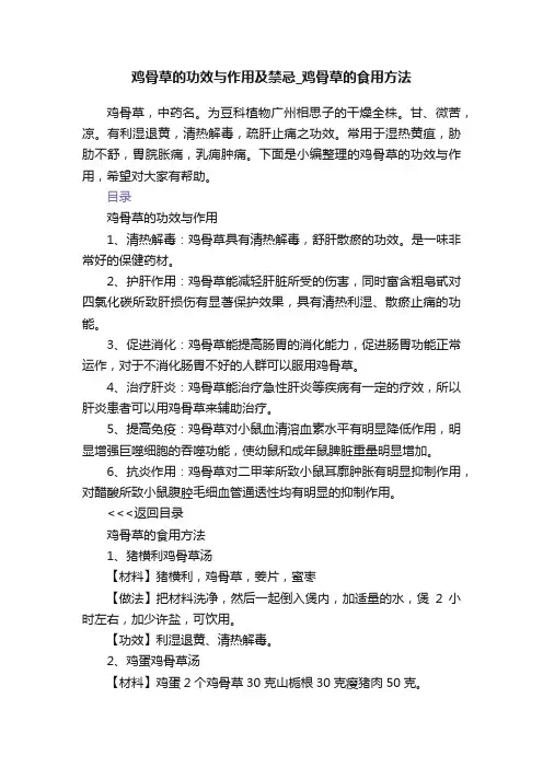 鸡骨草的功效与作用及禁忌_鸡骨草的食用方法