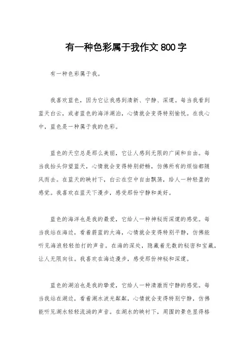 有一种色彩属于我作文800字