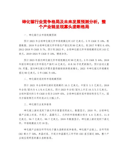 砷化镓行业竞争格局及未来发展预测分析,整个产业链呈现寡头垄断格局
