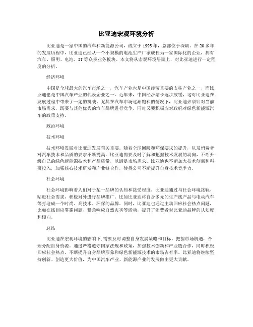 比亚迪宏观环境分析