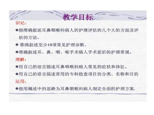 耳鼻咽喉科病人护理概述ppt课件