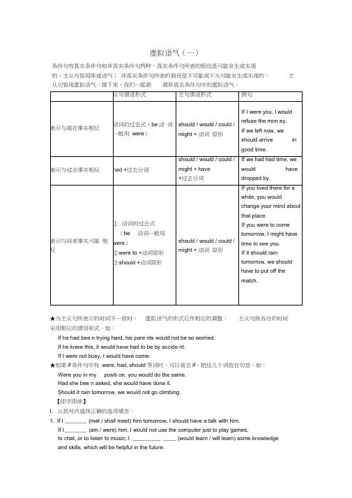 高中英语Unit15Lessons1-2Grammar-虚拟语气(一)讲练北师版必修5