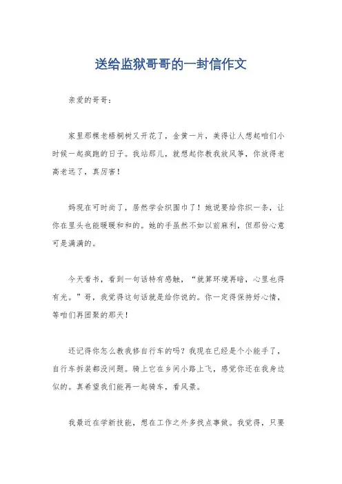 送给监狱哥哥的一封信作文