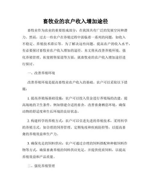 畜牧业的农户收入增加途径